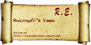 Rusznyák Emma névjegykártya