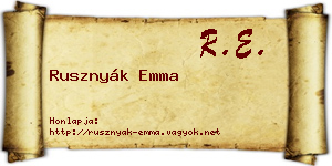 Rusznyák Emma névjegykártya
